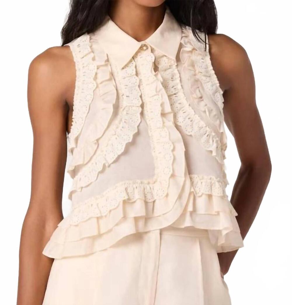 NEW ASTR nienna layered ruffle cropped top in cream